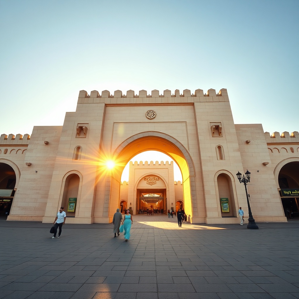 Souks de Bahreïn : la porte historique Bab Al Bahrain, point d'entrée emblématique du marché de Manama
